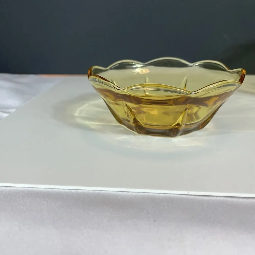 Anchor Hocking Bowl Set Honey Gold Set  Serving Yellow Swedish Modern Vtg